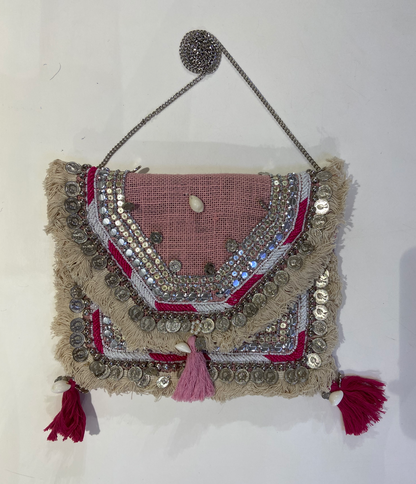 Pink Organic Boho Crossbody Bag