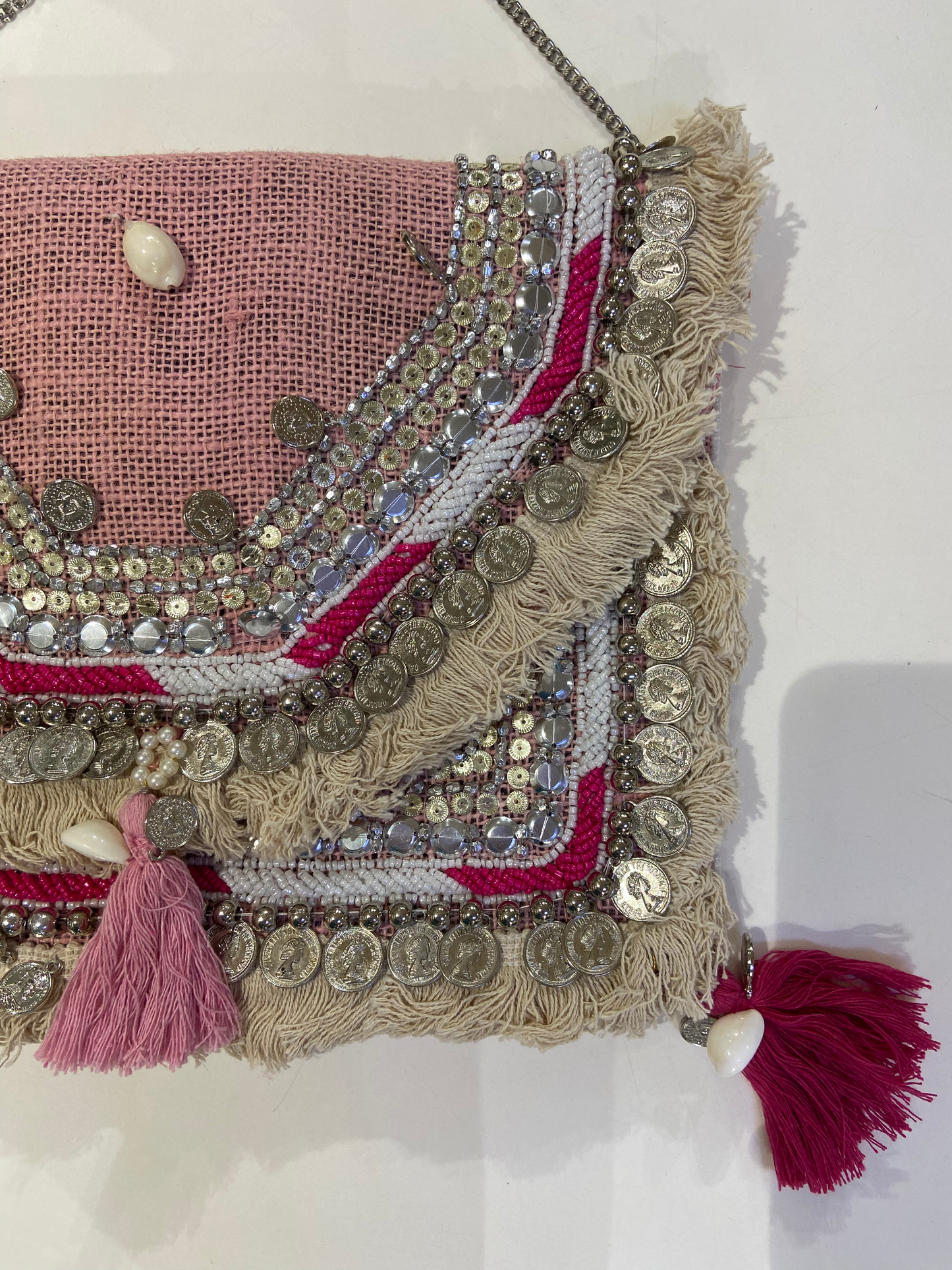 Pink Organic Boho Crossbody Bag