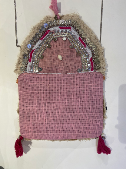 Pink Organic Boho Crossbody Bag