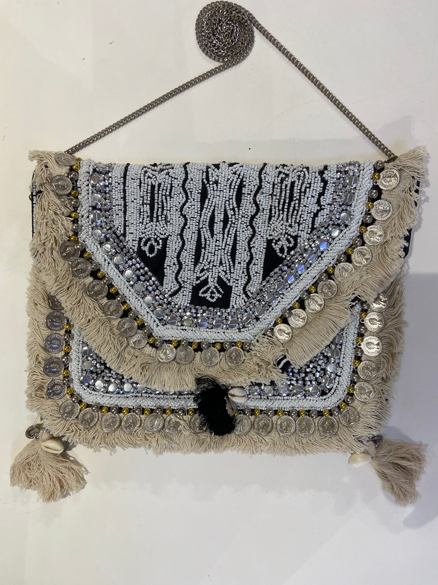 Black Organic Boho Crossbody Bag