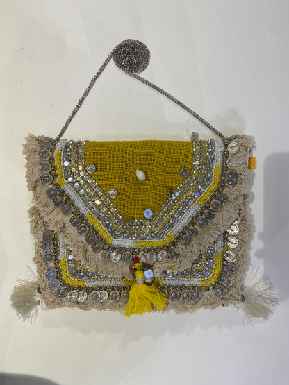 Yellow Organic Boho Crossbody Bag