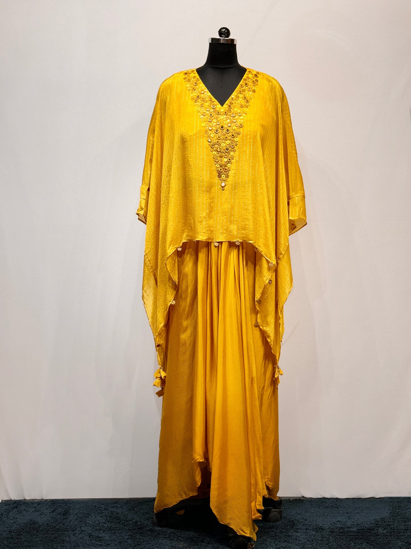 Yellow Chinon Kaftan Set