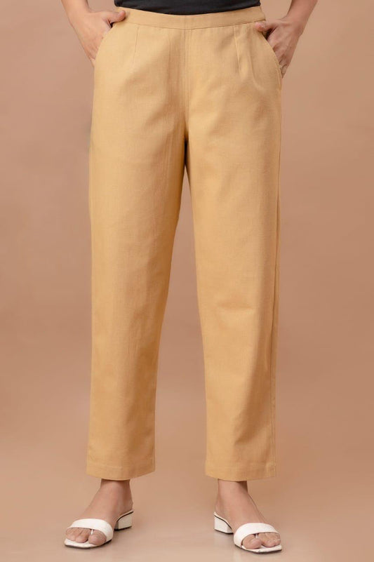 Camel Colour Cotton Pants