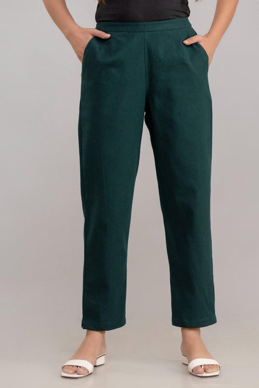 Dark Green Cotton Pants