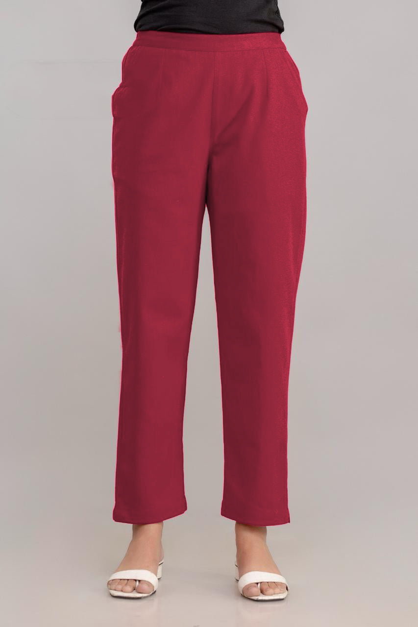 Burgundy Cotton Pants