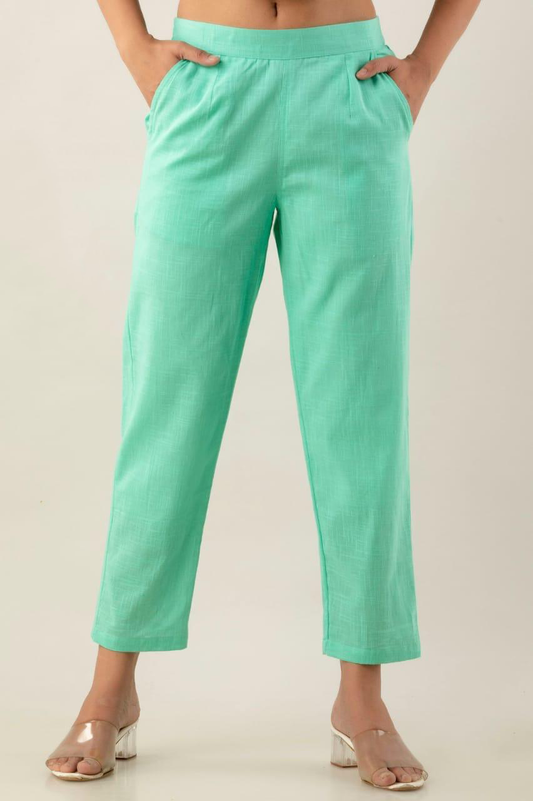 Turquoise Cotton Pants