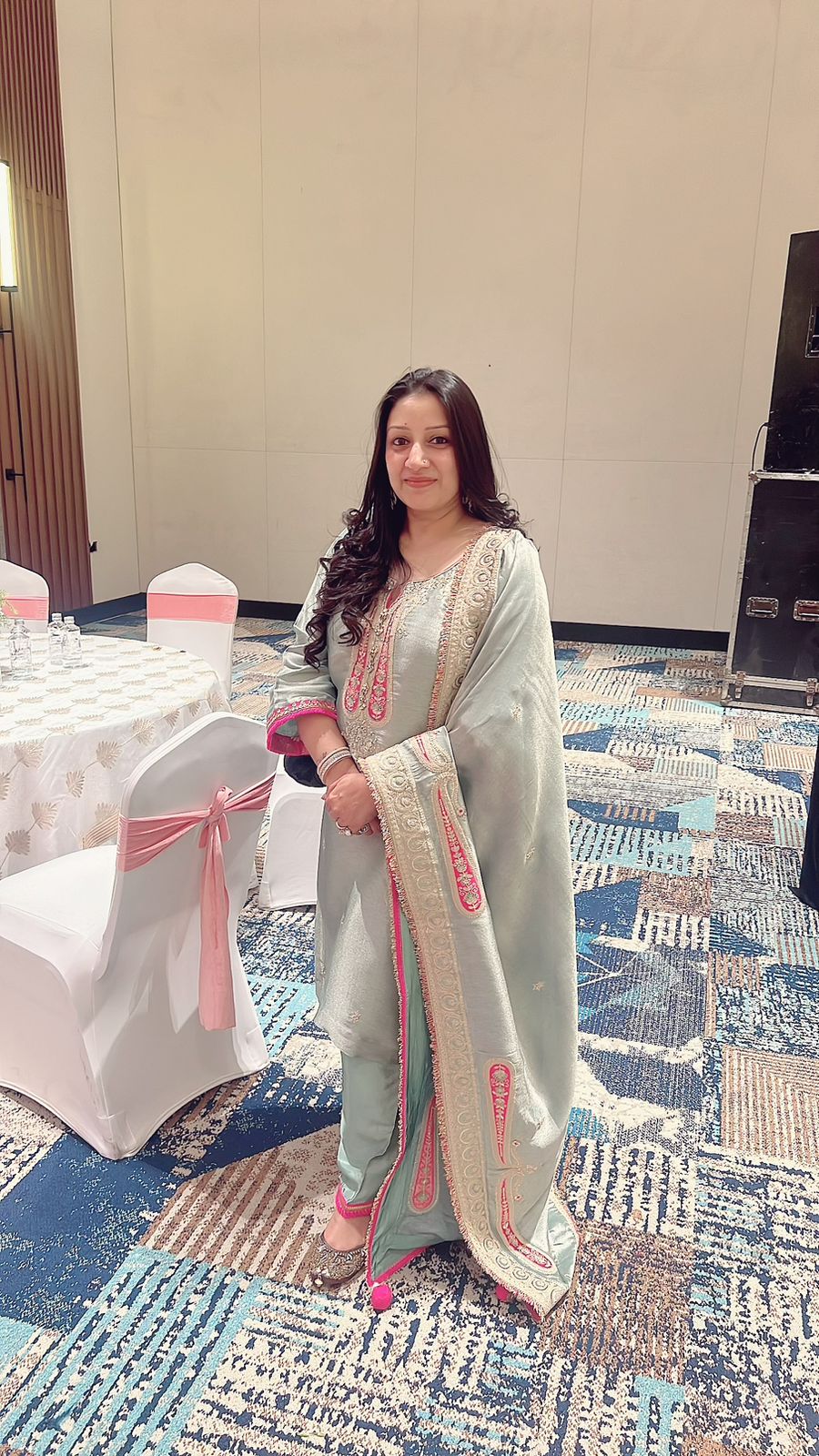 The Customised Mint Green Tissue Silk Suit Set