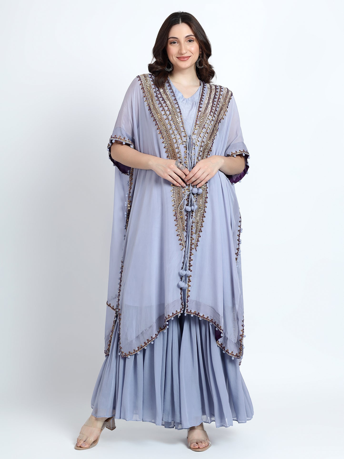 Lavender Sharara Cape Set