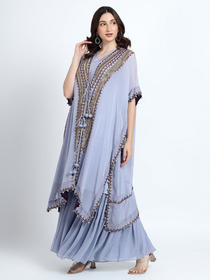 Lavender Sharara Cape Set