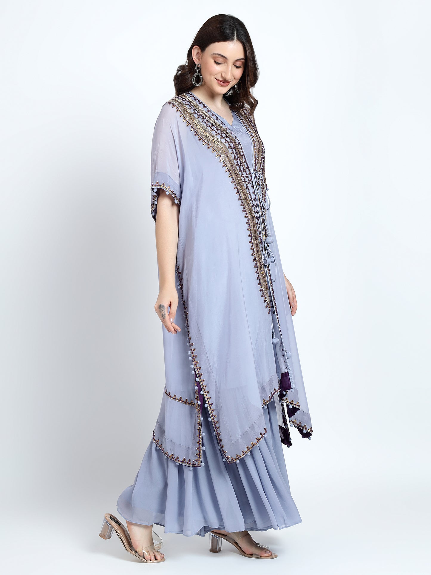 Lavender Sharara Cape Set