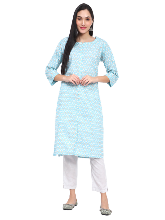 Sky Blue Printed Kurta